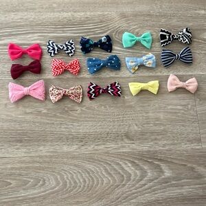 Multicolor hair bows from various brands